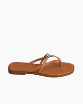 Women's Island Vacation Minimalist Lock Leather Flip-Flops Sandals
