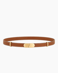 Minimalist Leather Wrap Belt with Gold-Tone Clasp