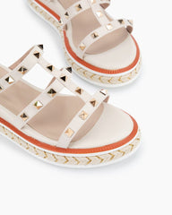 (Clean Up) Espadrille Wedges Slides Rivets Slippers