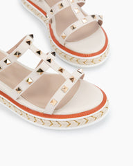 (Clean Up) Espadrille Wedges Slides Rivets Slippers