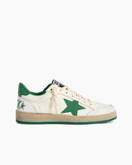 (Clean Up) White Nappa Leather Sneakers with Green Good Luck Star