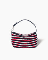 Summer Color-Stripe Crochet Top-Handle Bag