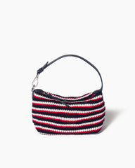 Summer Color-Stripe Crochet Top-Handle Bag
