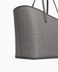 Woven Grid Structured Canvas Carryall Tote