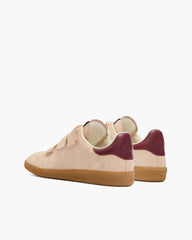 Women's Beige Suede Leather Hook-and-Loop Sneakers
