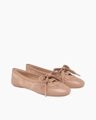 Soft Sheepskin Lace-Up Ballet Flats
