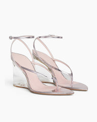 Transparent Plexi Heel Wedge Thong Sandals