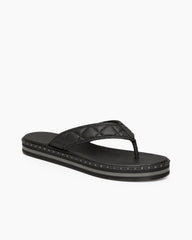 Quilted Studded Platform Thong Sandals