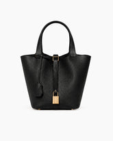Structured Pebbled Leather Top Handle Tote Bag