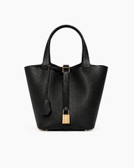 Structured Pebbled Leather Top Handle Tote Bag