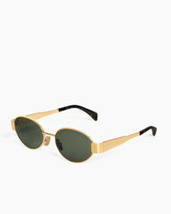 Oval Frame Sunglasses with Gold Tone Metal Detail
