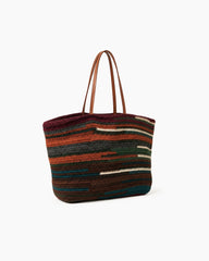 Dark Rainbow Striped Crochet Tote Bag