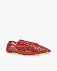 womens-weekend-brunch-stylish-red-mesh-flats