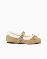 Women's Relaxed Suede Mary Jane Flats with Bow Detail