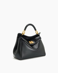 Elegant Turn-Lock Trapeze Satchel