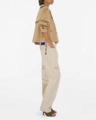 Short Double-Breasted Beige Coat | Cropped Trench for Spring Office