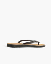 Women's Black Leather Minimal Flip Flop Sandals
