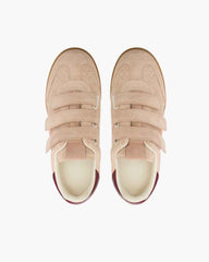 Women's Beige Suede Leather Hook-and-Loop Sneakers