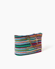 Summer Multicolor Striped Crochet Shoulder Tote Bag