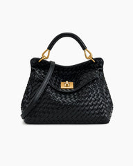 Refined Woven Leather Top-Handle Satchel