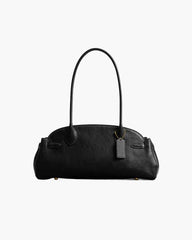 Elongated Leather Zip-Top Shoulder Bag