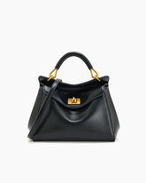Elegant Turn-Lock Trapeze Satchel