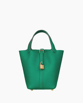 pre-salewomens-summer-resort-green-leather-bucket-bag