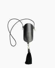 Leather Eyeglass Case Necklace with Tassel Detail