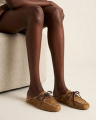 Women's Coastal Suede Leather Slip-On Flat Mules