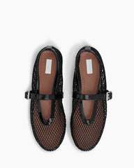 Women's Mesh Ballet Flats With Buckle Strap
