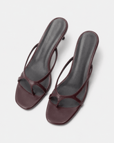 Women's Burgundy Slim Strap Kitten Heel Sandals