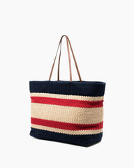 Retro Textured Stripe Knit Tote Bag