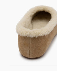 Women's Cozy Fur Trim Ballet Flats-Chestnut Suede