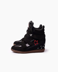 Women’s Star-Studded Suede Wedge High-Top Sneakers