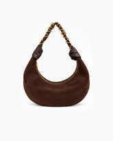 Refined Chain-Handle Leather Crescent Bag