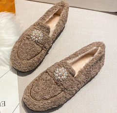 (Clean Up - US 10) Women's Brown Faux Fur Loafer