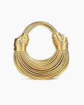 Gold Tubular Knotted Crescent Shoulder Bag