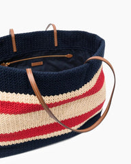 Retro Textured Stripe Knit Tote Bag