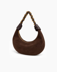 Refined Chain-Handle Leather Crescent Bag