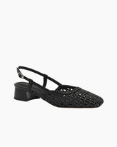 Woven Buckle Strap Slingback Chunky Heel Sandals