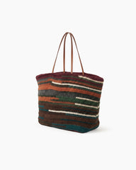 Dark Rainbow Striped Crochet Tote Bag