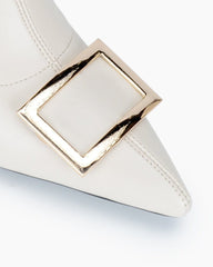 Rhinestones Stiletto High Heel Square Buckle Boots