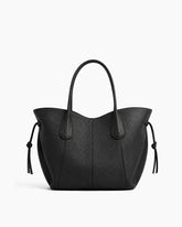 Sculptural Textured Leather Tote Bag-Black