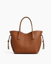 Sculptural Textured Leather Tote Bag-Brown