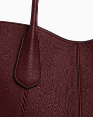 Sculptural Textured Leather Tote Bag-Burgundy