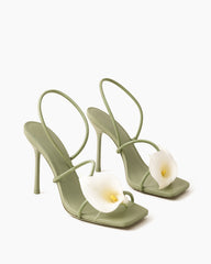 Women's Calla Bloom Sculptural Floral Stiletto Sandals