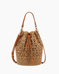 Crochet Raffia Drawstring Bucket Bag