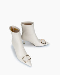 Rhinestones Stiletto High Heel Square Buckle Boots