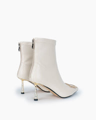 Rhinestones Stiletto High Heel Square Buckle Boots