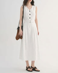 Summer-Beach-Linen-Belted-Midi-Dress-1